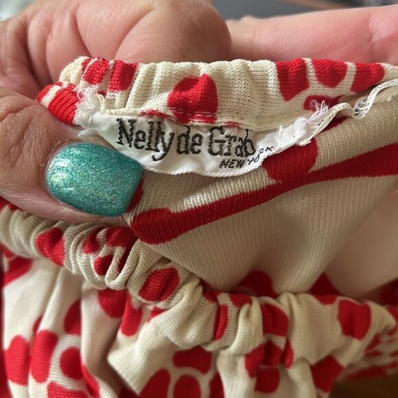 Vintage Nelly De Grab Blue & Red Print Maxi Skirt sz M - Picture 5 of 5